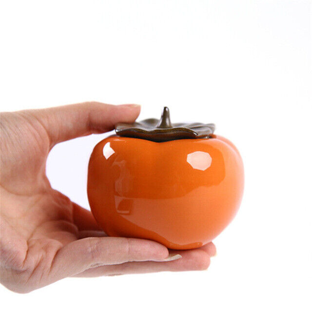 Ceramic Persimmon Tea Canister Coffee Box Caddy Storage Sealed Jar Cans Tea Set