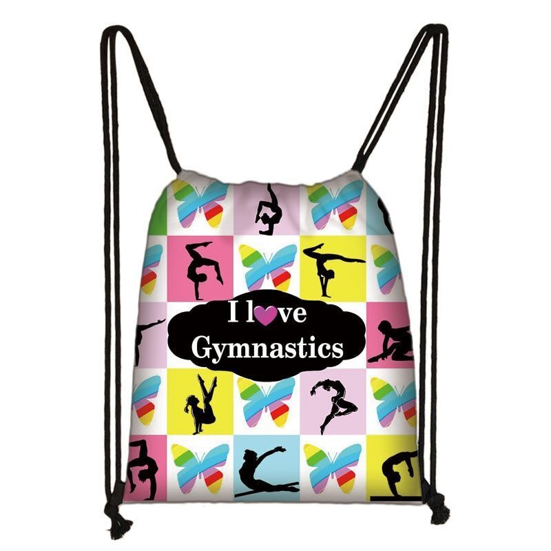 Watercolor Art Print Backpack Drawstring Bag Daypack Gymnast Storage Bag Travel