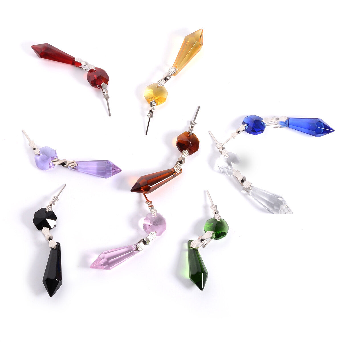 20pcs Crystal Chandelier Lamp Icicle Prisms Parts Hanging Drops Pendants 38mm