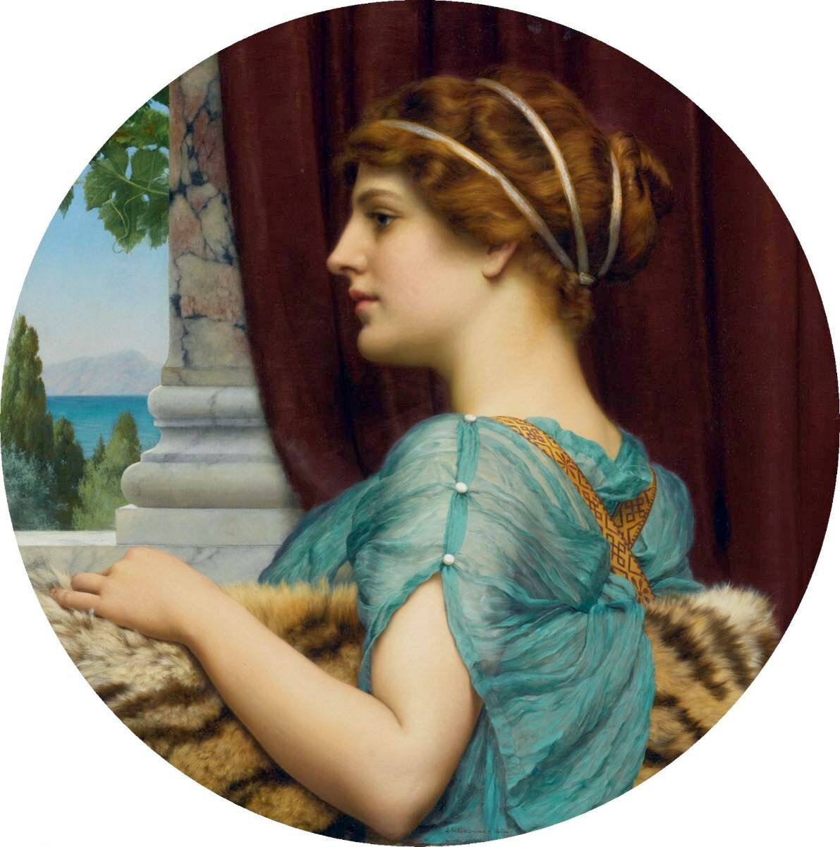 Oil painting R.B.A-John-William-Godward-A-Pompeian-Lady R.B.A-John-William-Godwa