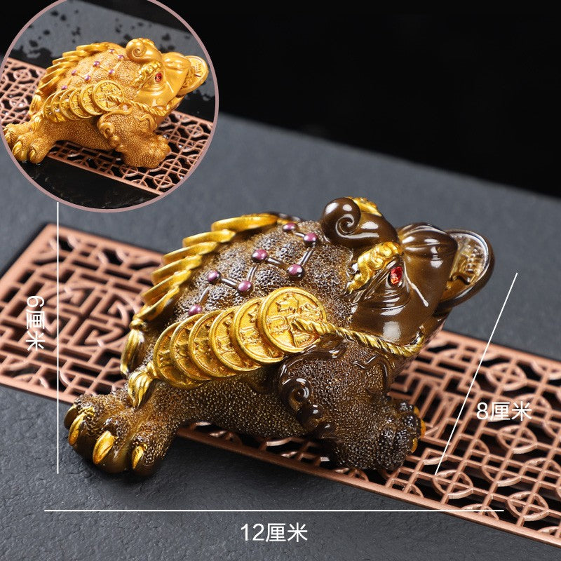 Color Changing Tea Pet Golden Toad Attracting Wealth Tea Play Tea Accessories