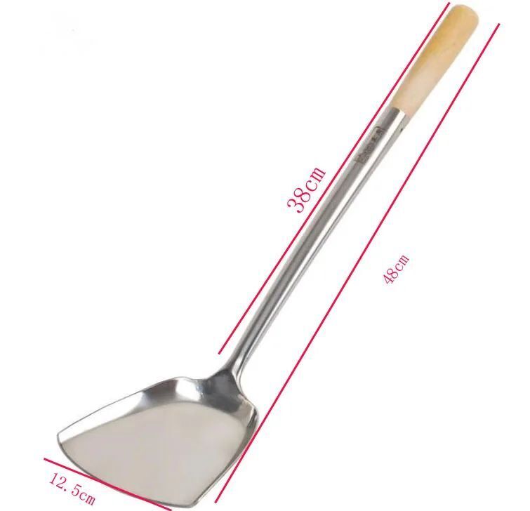 Kitchen Cooking Utensils Stainless Steel Wood Handle Big Long Spatula Soup Spoon