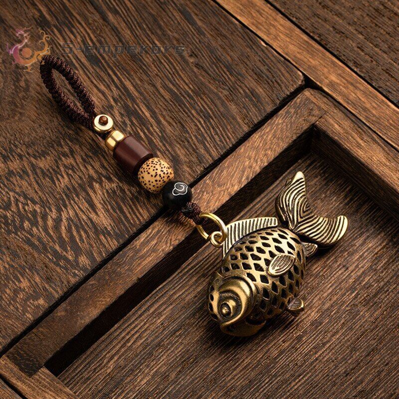Brass Metal Luck Animal Lanyard Key Chains Copper Fish Keychain Pendant Vintage
