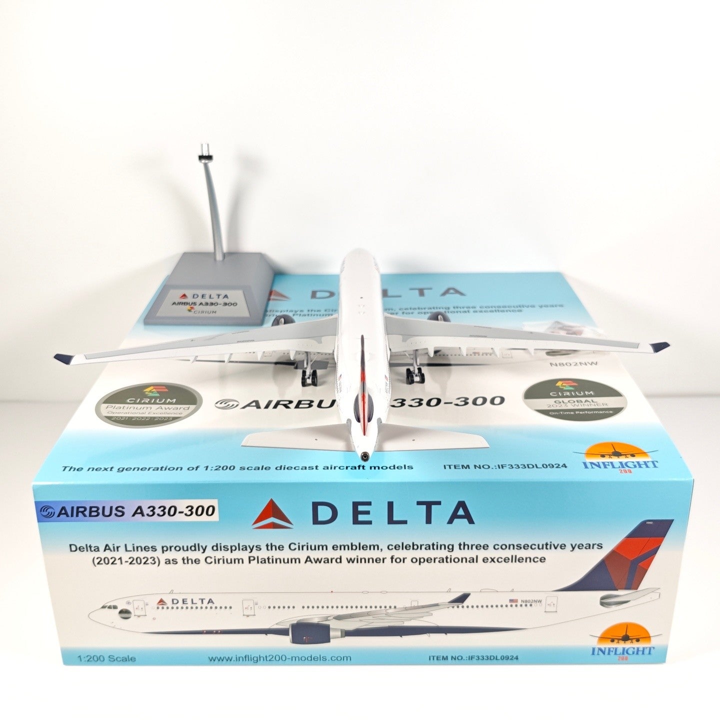 1:200 InFlight Delta Air Lines A330-300 N802NW Airplane Diecast Plane Model