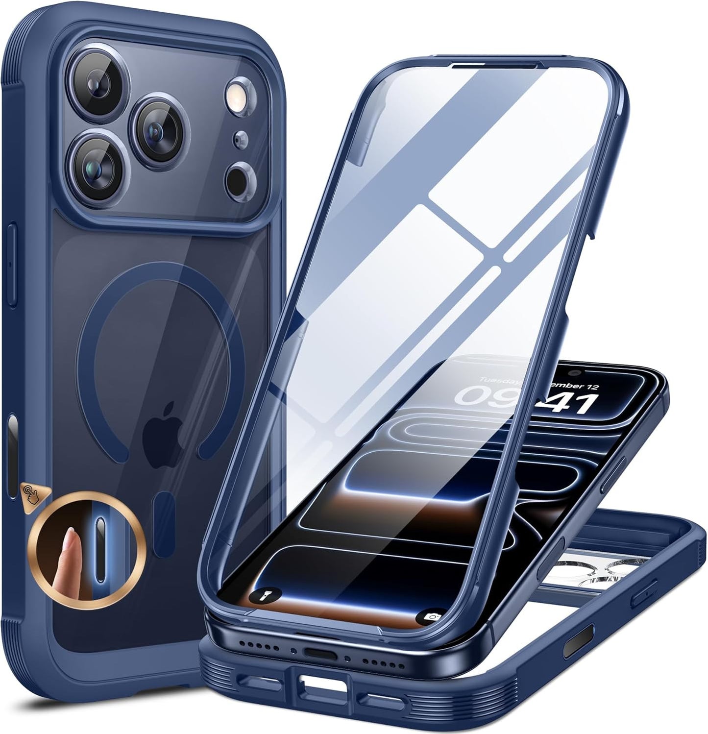 for Iphone 17 Pro Max Case 6.9" Full-Body Phone Case with Built-In Glass Screen