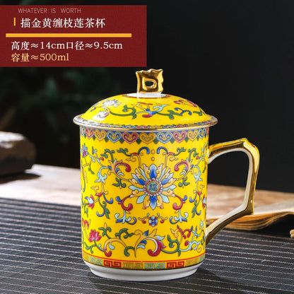 500ml China Jingdezhen Ceramic Home Tea Cup Water Cup Office Cup Conference Cup