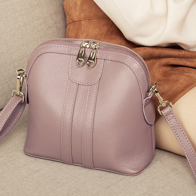 Genuine Leather Purse Shoulder Bag 20*9*18 CM Blue Purple Gray Red Black Handbag
