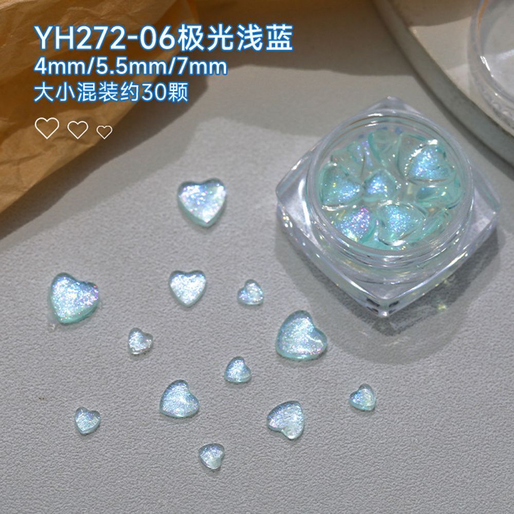 Nail Art Decals 20-100Pcs 3D Heart Charms Clear Acrylic DIY Manicure Accessories