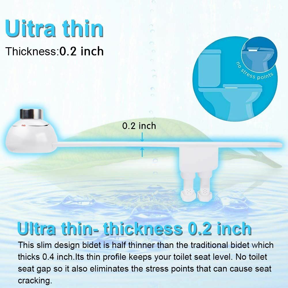 Bidet Ultra Thin Non Electric Toilet Seat Dual Nozzle Bidet Sprayer Fresh Water