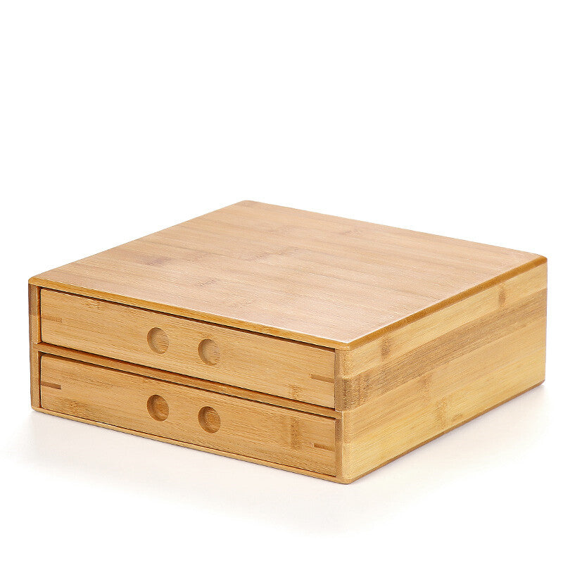 Pu'er Tea Storage Box Bamboo Tea Caddies With Drawer For Tea Tools Pu'er Box Set