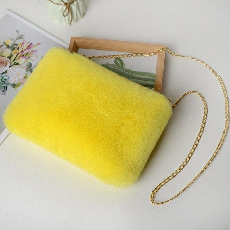 Pretty Cute Faux Rabbit Fur Handbag Shoulder Messenger Bag Fashion Long FurGrass