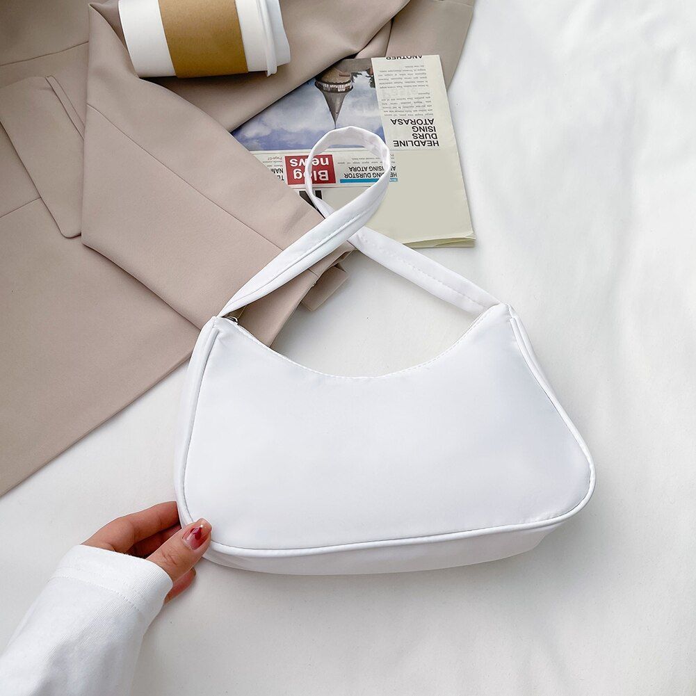 Underarm Bag Retro Nylon Vintage Simple Women Zipper Shoulder Handbag 28*18*8 CM