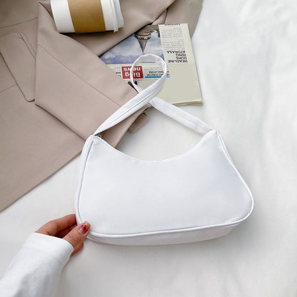Underarm Bag Retro Nylon Vintage Simple Women Zipper Shoulder Handbag 28*18*8 CM