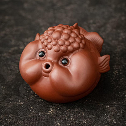 Goldfish Spit Bubbles Red Tea Pet Figurine 6.5cm Tea Table Wealth Decor Tea Play