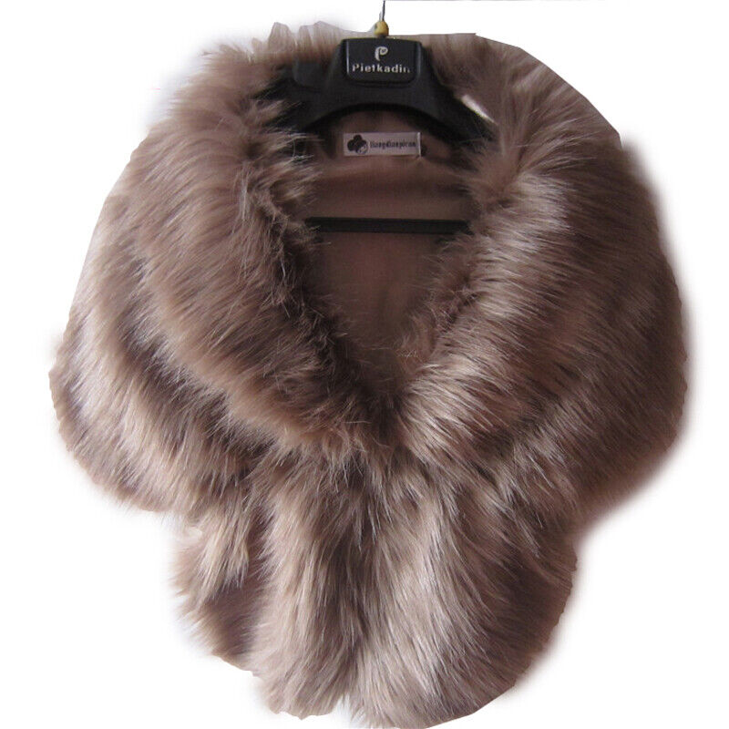Elegant High-grade Bridal Wedding Luxury Fur Long Shawl Stole Wrap Shrug Scarf