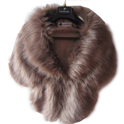 Elegant High-grade Bridal Wedding Luxury Fur Long Shawl Stole Wrap Shrug Scarf