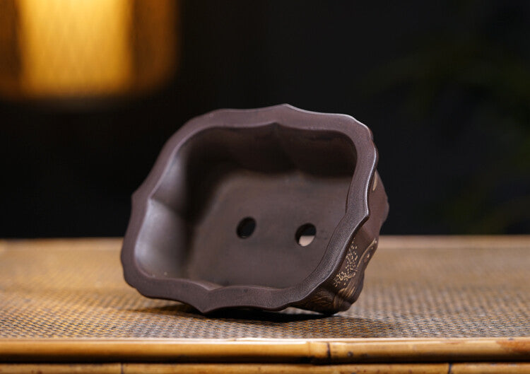 5.6"Chinese Yixing Zisha Pottery Purple Clay Handmade Succulent Plant Flowerpot