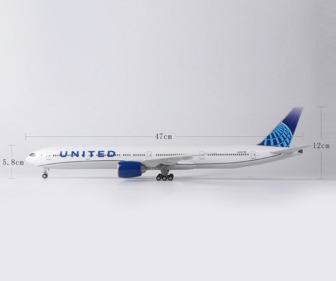 1:157 47CM UNITED BOEING 777-300ER Airplane Landing Gear Resin Aircraft Model
