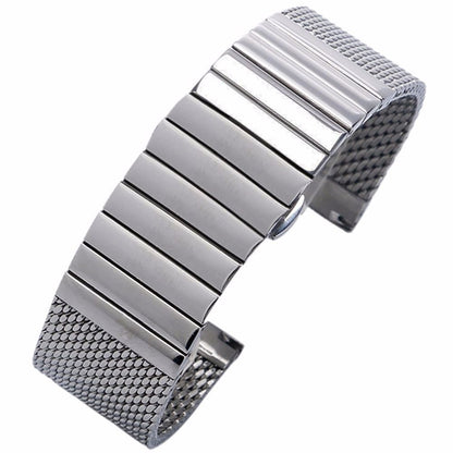 20mm Silver Milanese Mesh Web+Strip Stainless Steel Watch Band Strap Bracelet gg