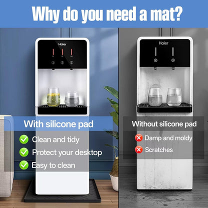 Water Cooler Mat – 19.7" X 19.7" Silicone Water Dispenser Mat for Floor & Counte