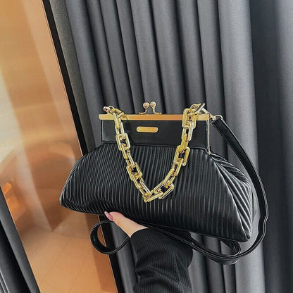 Handbag With Thick Chain Handle Shoulder Bag Women Clutch Purses Crossbody Bag