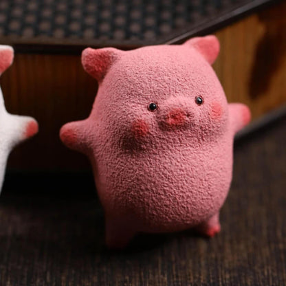 Little Pig Pink Purple Sands Tea Pet 5.5cm 2.2in Tea Tray Desktop Mini Decor