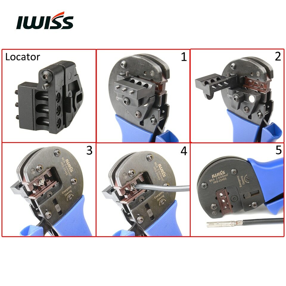 IWS-2546S MC4 Solar Crimping Plier Hand Crimper Crimp Range 2.5/4/6mm2 14-10AWG