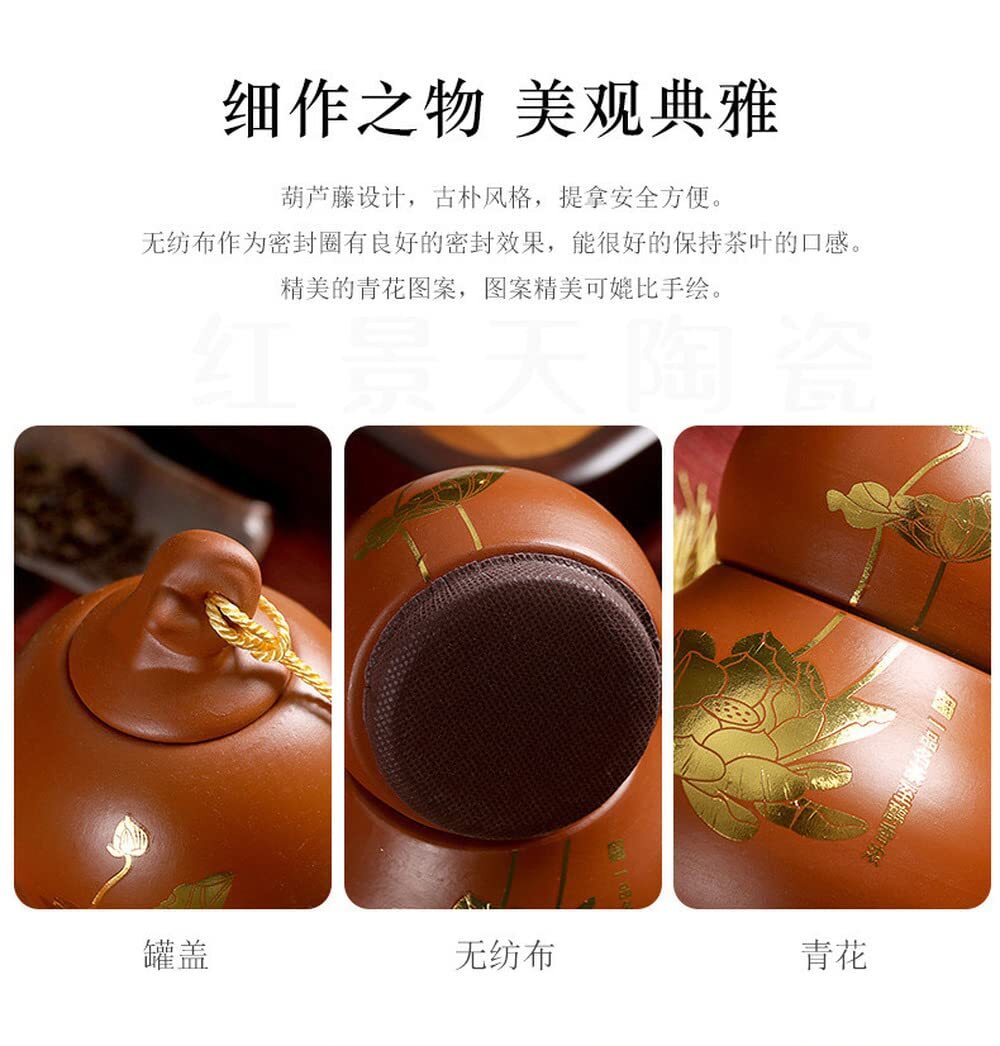 16.8cm Gourd Tea Cans Sealed Purple Sand Jar Storage Tea Caddy Decorations