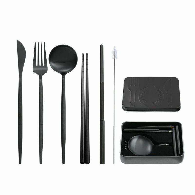 4Pcs/Set Collapsible Tableware Stainless Steel Cutlery Portable Travel Flatware