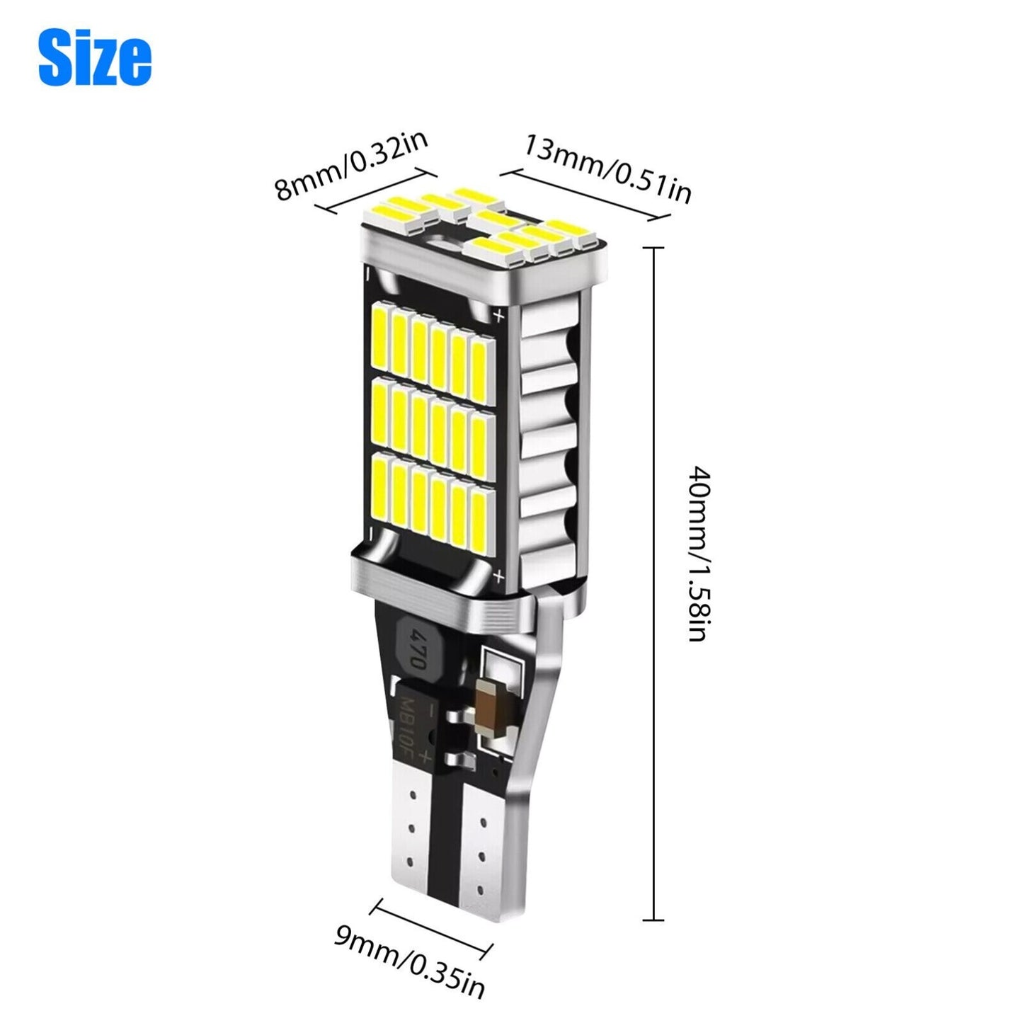 T15 921 912 LED Reverse Backup Light Bulbs W16W 916 6000K Super Bright White