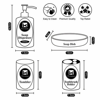 Ceramic Bathroom Accessories Set for Utility & Bathroom Decor Set Of 4