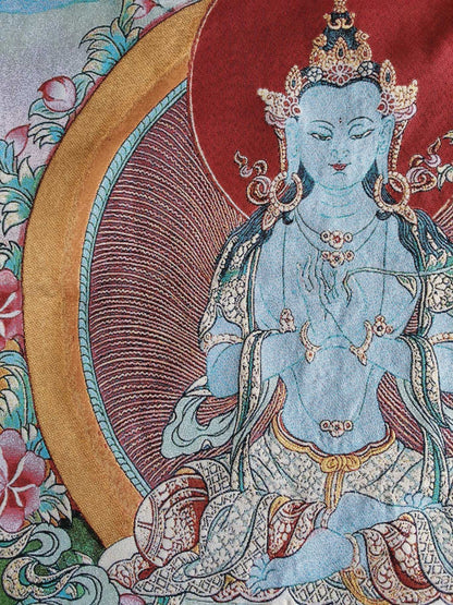 36"Tibet Tibetan Cloth Silk Buddhism Akasagarbha Bodhisattva Tangka ThangkaMural