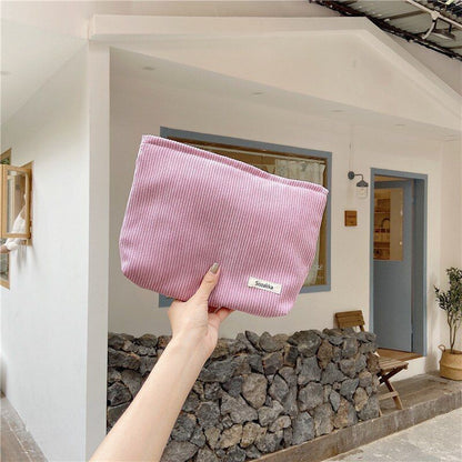 Corduroy Cosmetic Bag Cotton Clutch Makeup Traveling Bag Organizer Cases 18*26CM