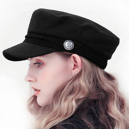 Winter Hats Womens French Style Wool Baker's Boy Cool Baseball Cap Black Visor