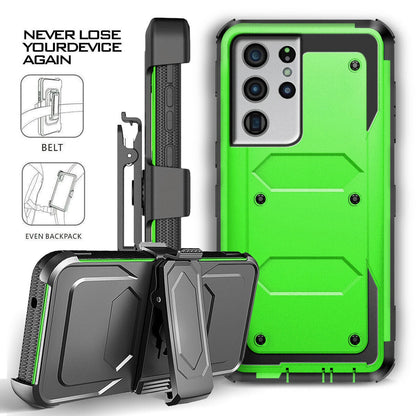 For Samsung Galaxy S21 Ultra/+/FE 5G Case Shockproof Clip Stand Cover Accessory