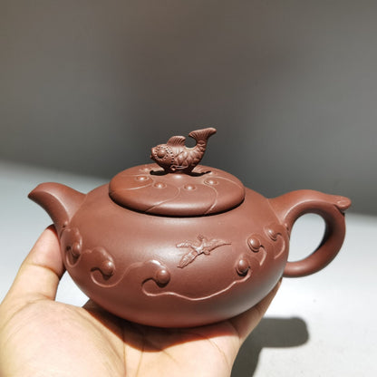 Chinese Yixing Zisha Clay Handmade Exquisite Teapot （鱼跃龙门 低款：陈旭凤）