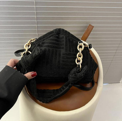 pattern women plush triangle clip handbag all-match bag shoulder bag
