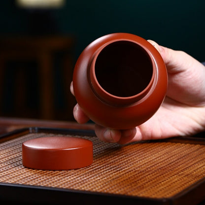 Real Yixing Zisha Zhu Clay Tea Canister Small Size For Loose Tea Jar With Lid