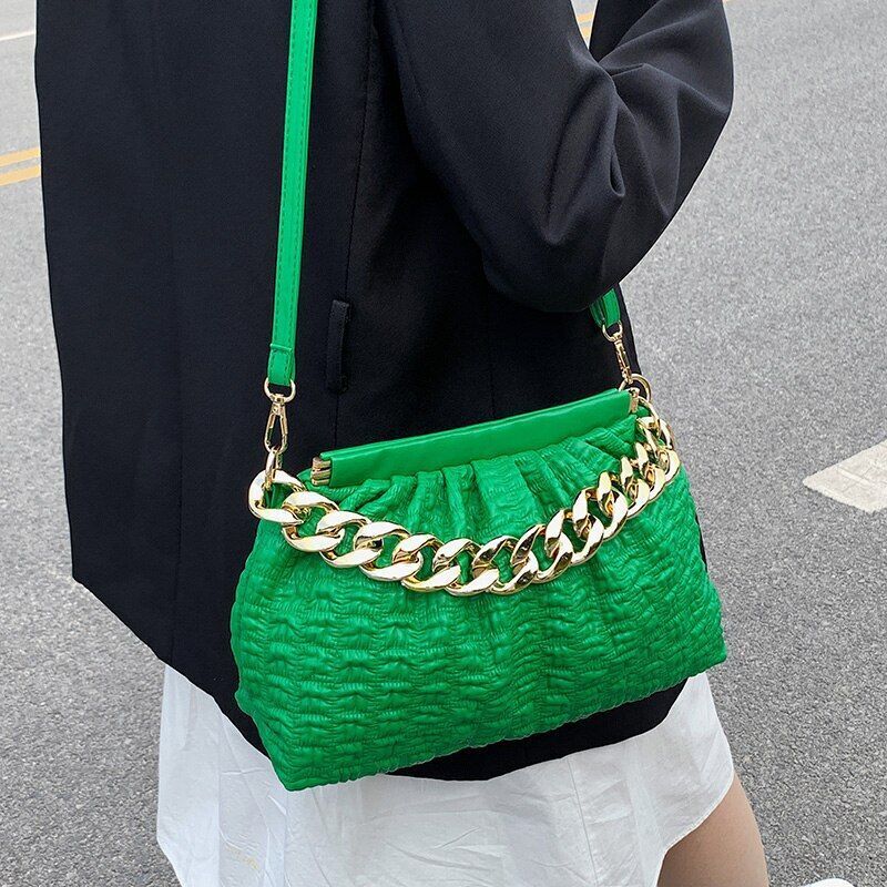 Luxury Acrylic Thick Chain Handbag Purse Shoulder Bag Clip Shell Evening Clutche