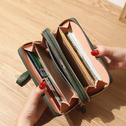 Women Wallets Coin Purses Cards Holder Double Zippers Handbag Money Bags 20*10CM