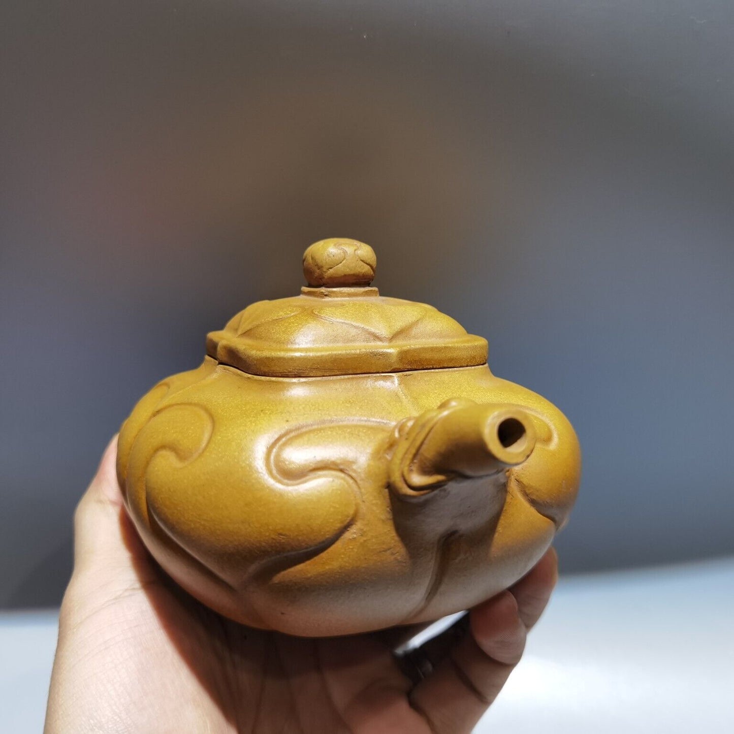 Vintage Chinese Yixing Purple Clay Teapot Zisha Ceremony Carving Collectible Art