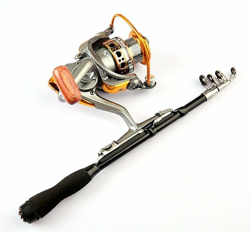 Fishing Rod 1Pcs Retractable Bass Hard Bait Casting Mini Portable Spinning Reel