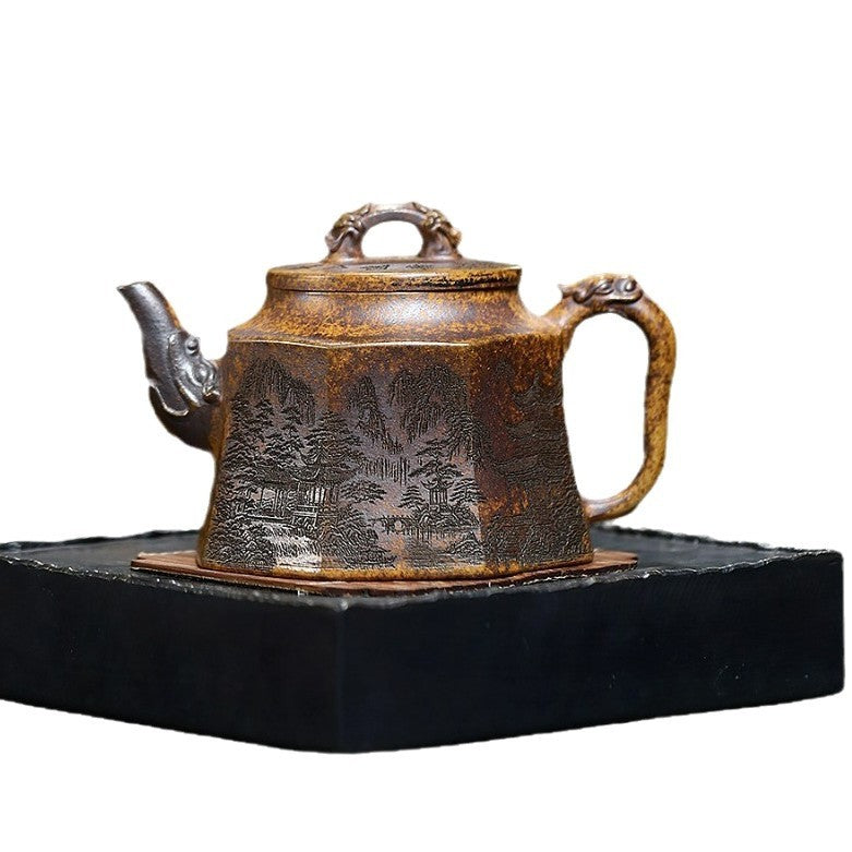 Yixing Purple Clay Teapot 300cc,Chinese Zisha Teapot,Full-handmade Gongfu Teapot