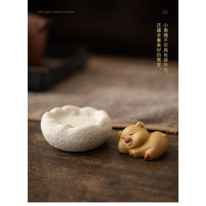 Piggy Yellow Mud Purple Sands Tea Pet Ornament 6.2cm Tea Set Decoration Tea Play