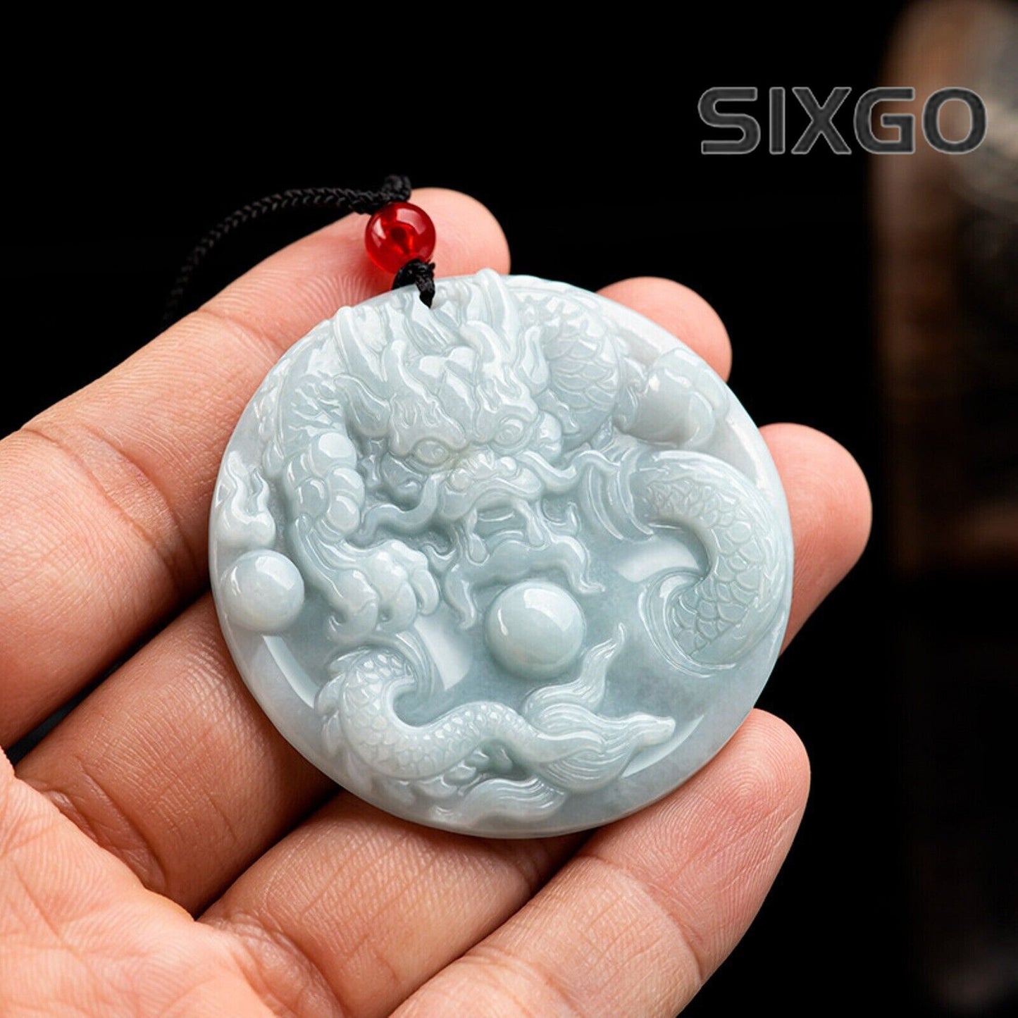 Natural Grade A Jade Jadeite Men Women Lucky Zodiac Dragon Round Pendant