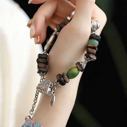 Agarwood Silver Axe Bracelet New Chinese Vintage Elastic Ethnic Bracelet