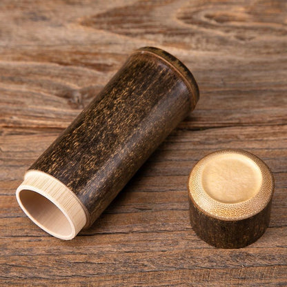 Handmade Natural Purple Bamboo Tea Caddy Portable Sealed Mini Tea Canister