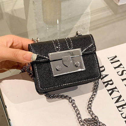 Synthetic Leather Shoulder Bags Luxury Handbag Purse 7*10*4CM Leisure Pink Black