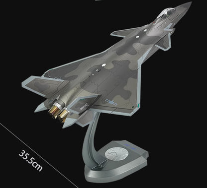 59CM 1:35 Chinese J-20 Stealth Fighter Jet Plane Diecast Military Aircraft Model
