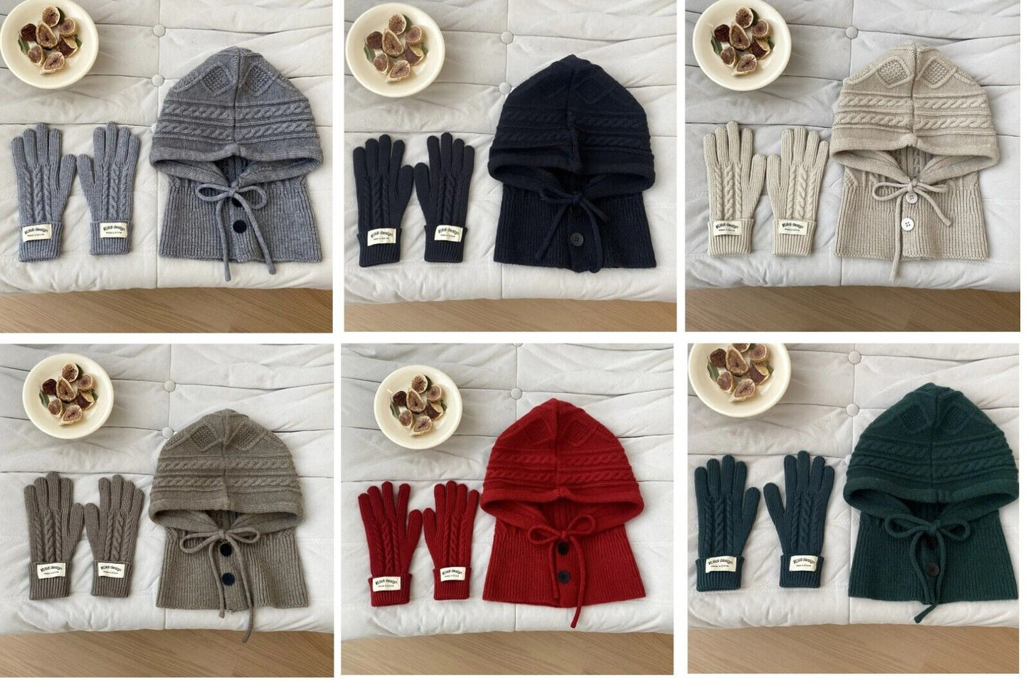 Women Winter Knitted Hat Gloves Set Warm Thicken Imitation Cashmere Scarf Shawls